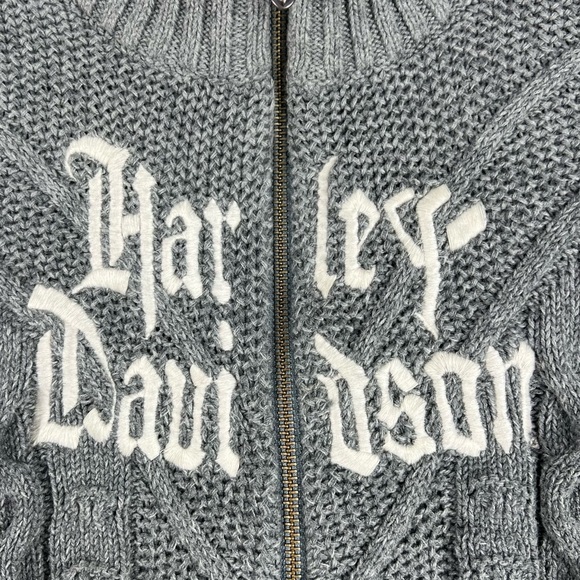 HARLEY DAVIDSON Women's XL Grey Ombre Cable Knit 1/4 Zip Pullover Sweater HDLogo - Picture 2 of 10